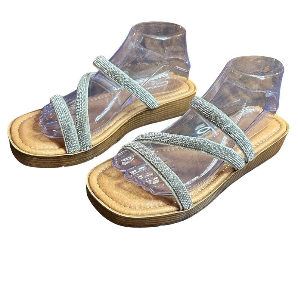 Bella Vita Women's Ona-Italy Sparkle Slide Flat Sandal New Size 9